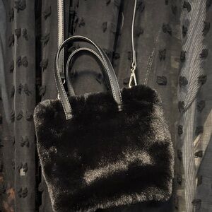 Elegant Black Faux Fur Handbag